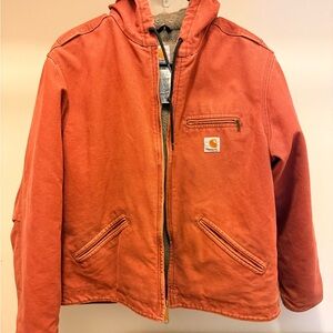 Carhartt Orange Hooded Work-Style Puffer Jacket